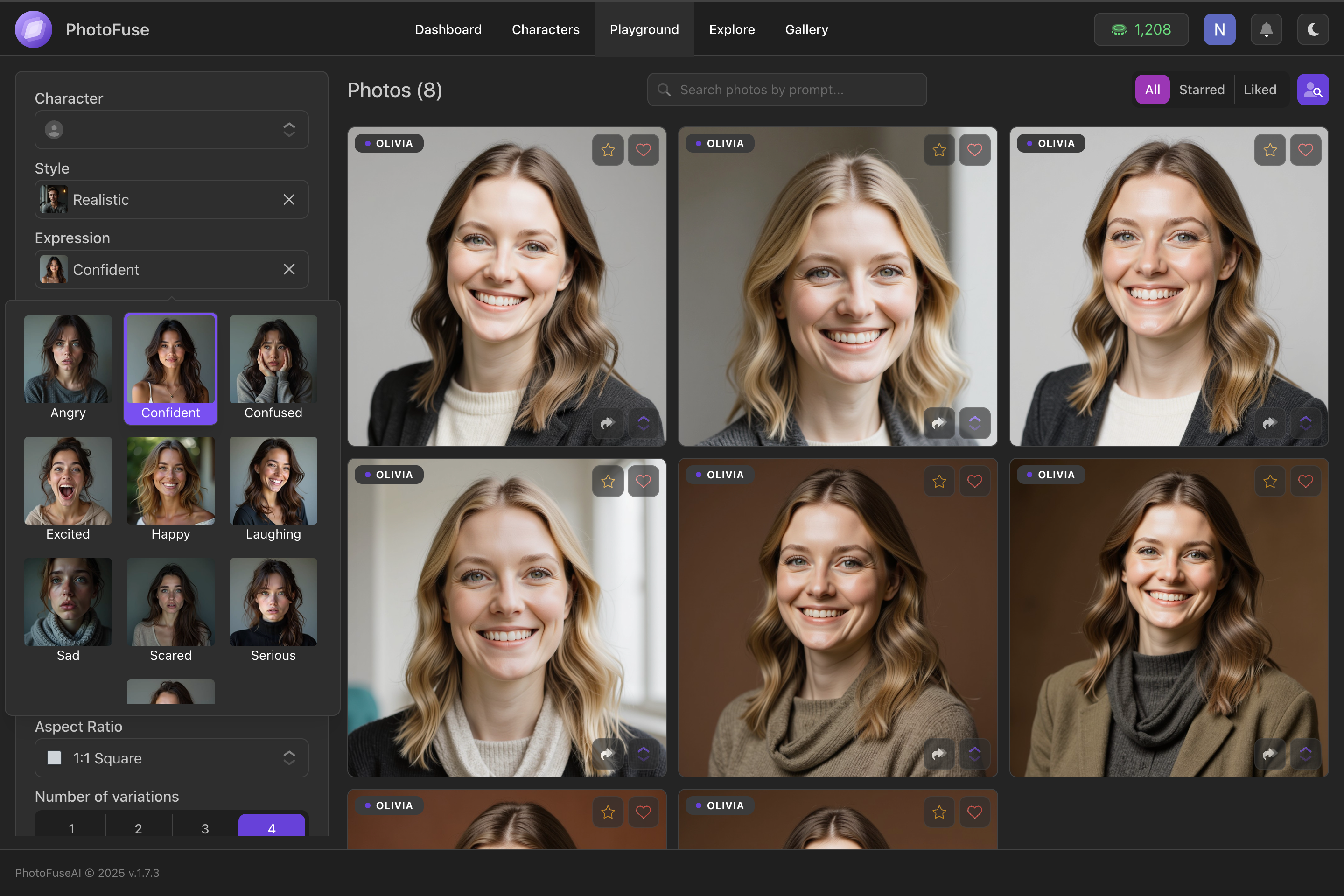 Grid of headshot expression examples paired with different hairstyles